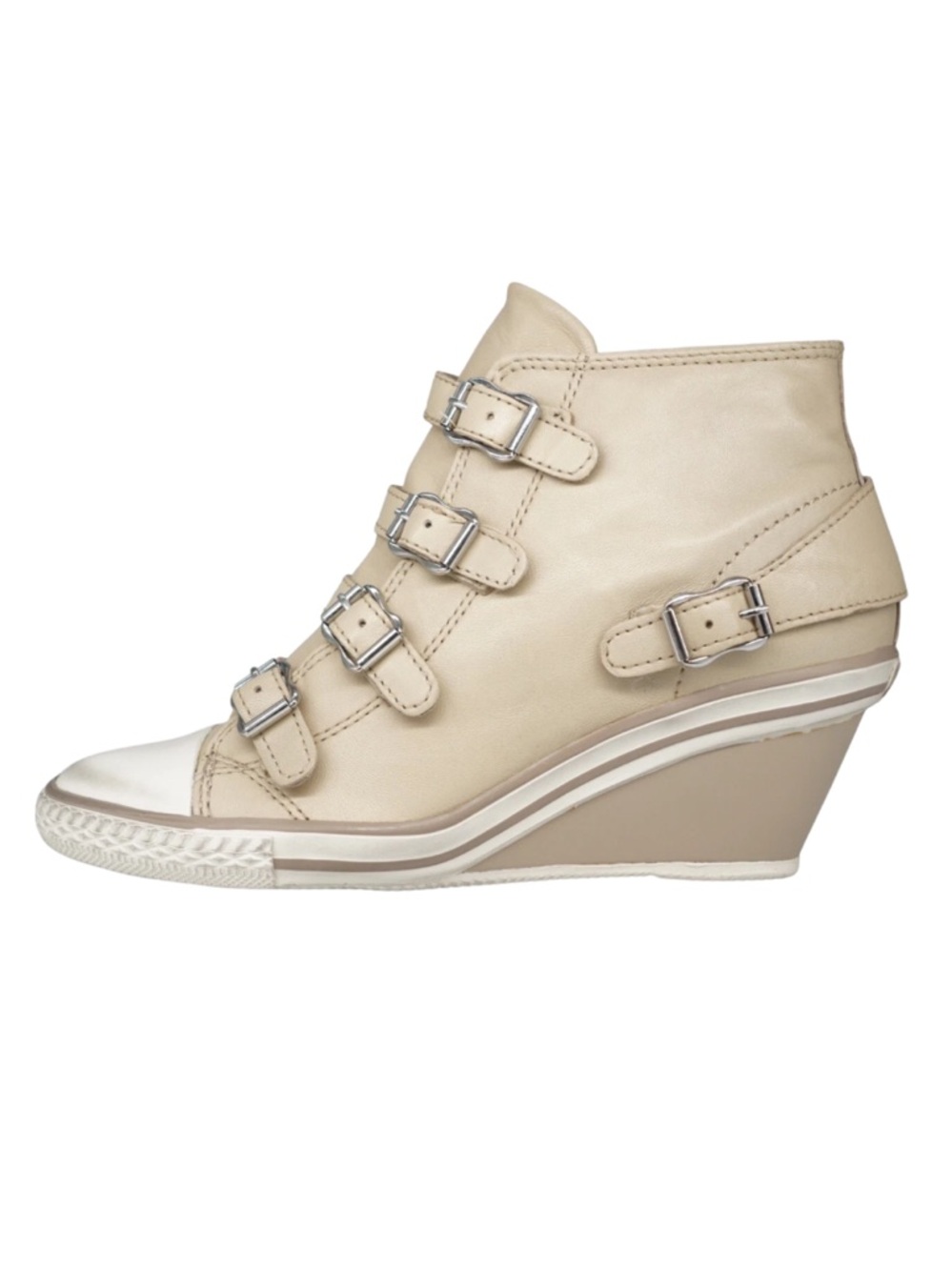Ash Gin Bis Limited Edition Leather Wedge Sneakers In Clay. Sz 35/5.